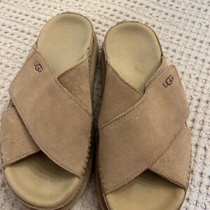 UGG Beige Suede Slide Sandals